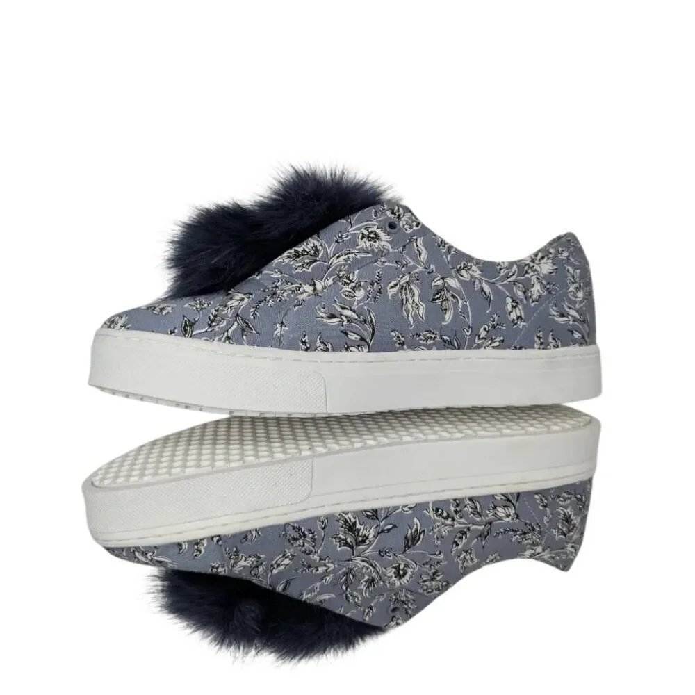 Sam Edelman 11 Blue Leya Pompom Sneaker Slip On Boho Maximal Floral EU 41 UK 9